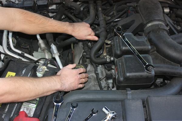 car being serviced