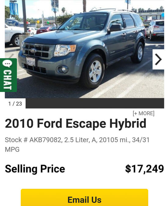 Screenshot of the dealer's web site shows the correct price