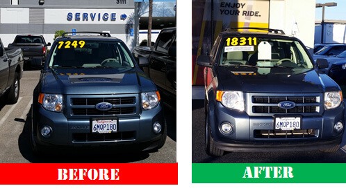 Before/after shot shows the dealer changed the windshield price