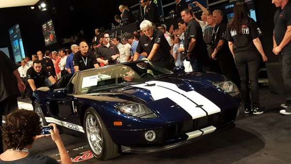 A 2006 Ford GTX1 receives a hammer price of $365,000 at Barrett-Jackson