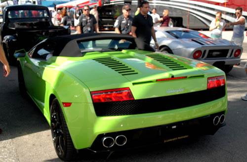 Lamborghini Gallardo Spyder waits outside in the staging lanes