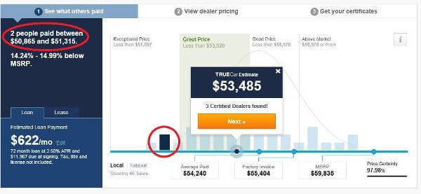 screen shot of truecar